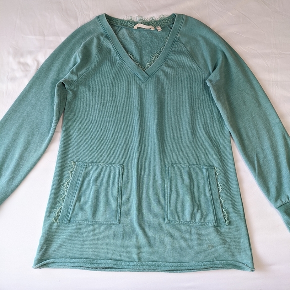Soft surroundings V Neck Sweater Aqua women's small - Picture 1 of 5